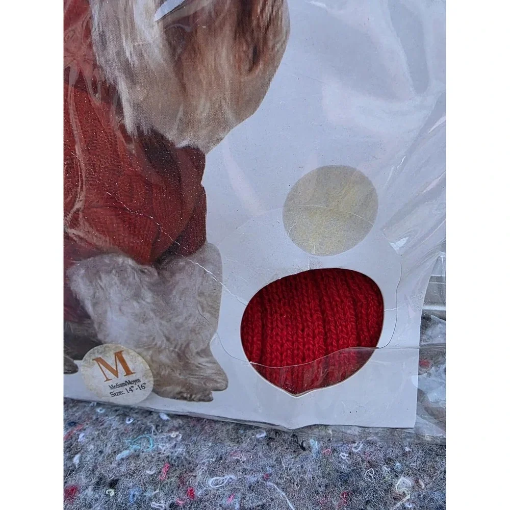 Signature Fashion Pet Collection Red Classic Cable Dog Sweater Brand New In Pkg